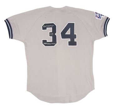 1998 Mel Stottlemyre Game Worn and Signed New York Yankees Road World Series Jersey (Stottlemyre LOA)